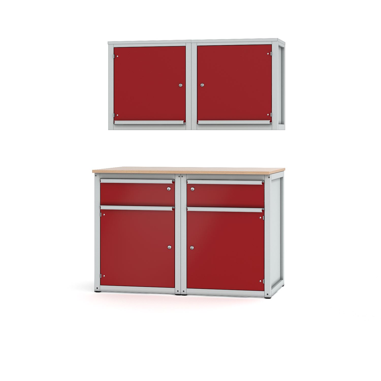 Sockelschrankkombi_SHV4_lichtgrau_rubinrot